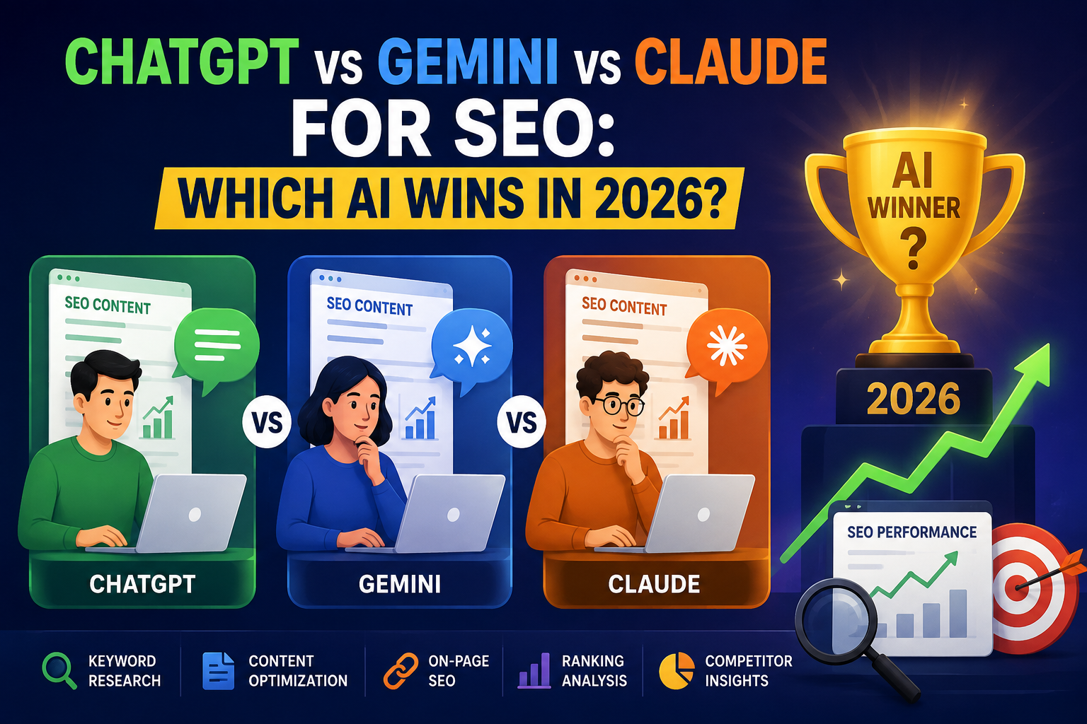 ChatGPT vs Gemini vs Claude for SEO: Which AI Wins in 2026?